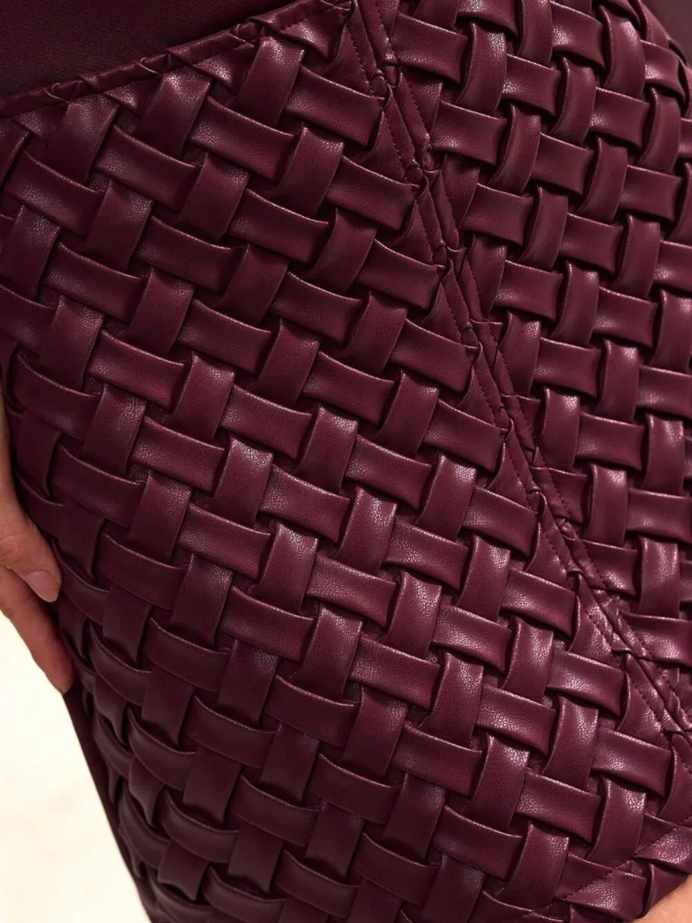 Burgundy Elegant Women's Woven Textured Bodycon Mini Skirt